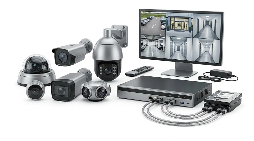 CCTV surveillance camera mounted on building exterior with night vision