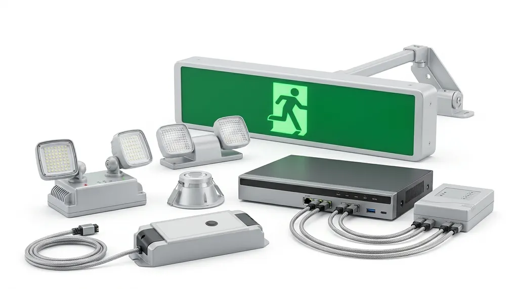 Twin spot emergency light and illuminated EXIT sign